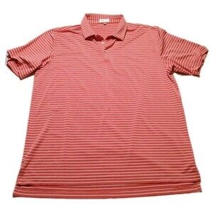 Peter Millar Summer Comfort Polo Shirt Mens XLarge Pink Striped Stretch Golf